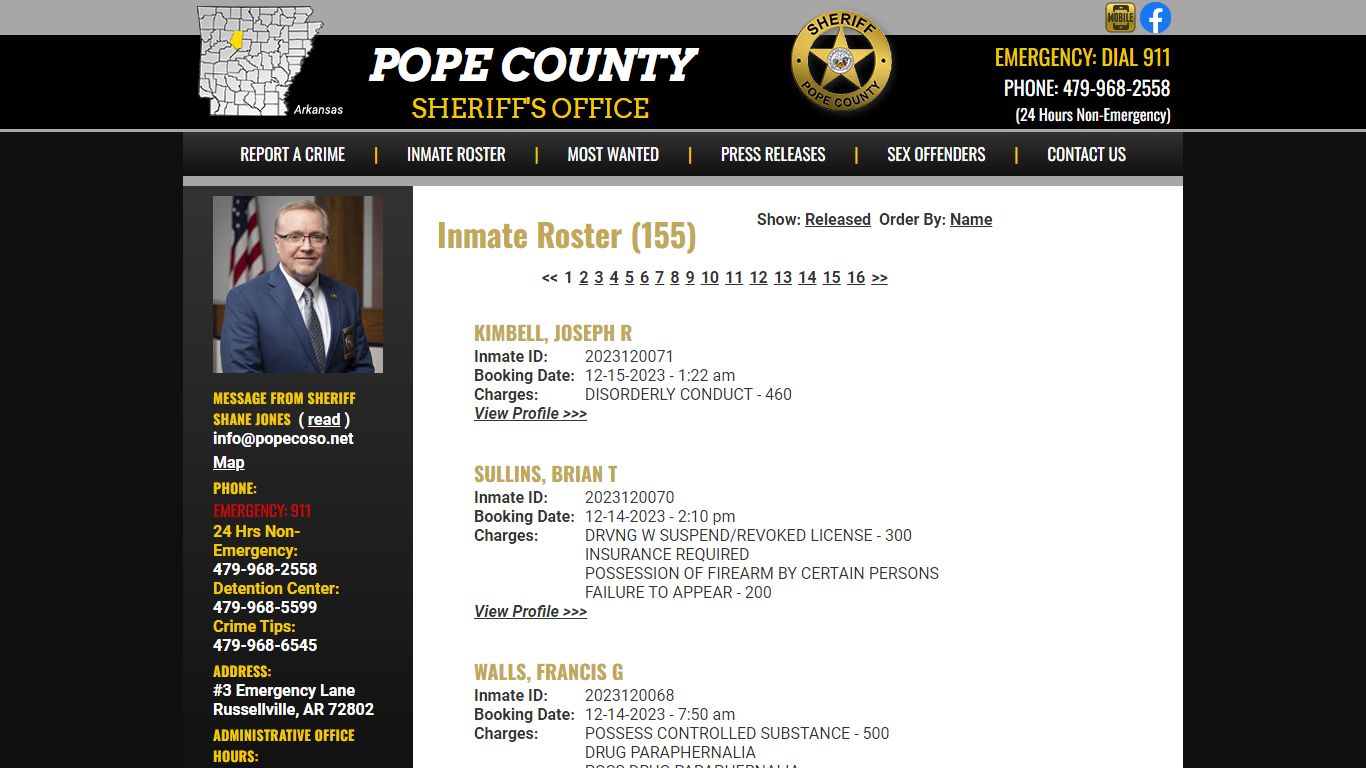 Inmate Roster (177) - Pope County AR Sheriff's Office